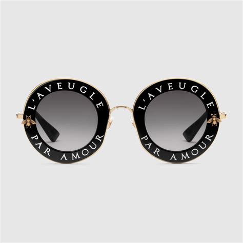 gucci oversized round frame metal sunglasses